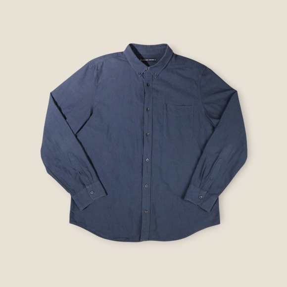 Everlane Uniform Dark Grey Cotton Button Up Long Sleeve Shirt Men’s XL - Picture 1 of 6